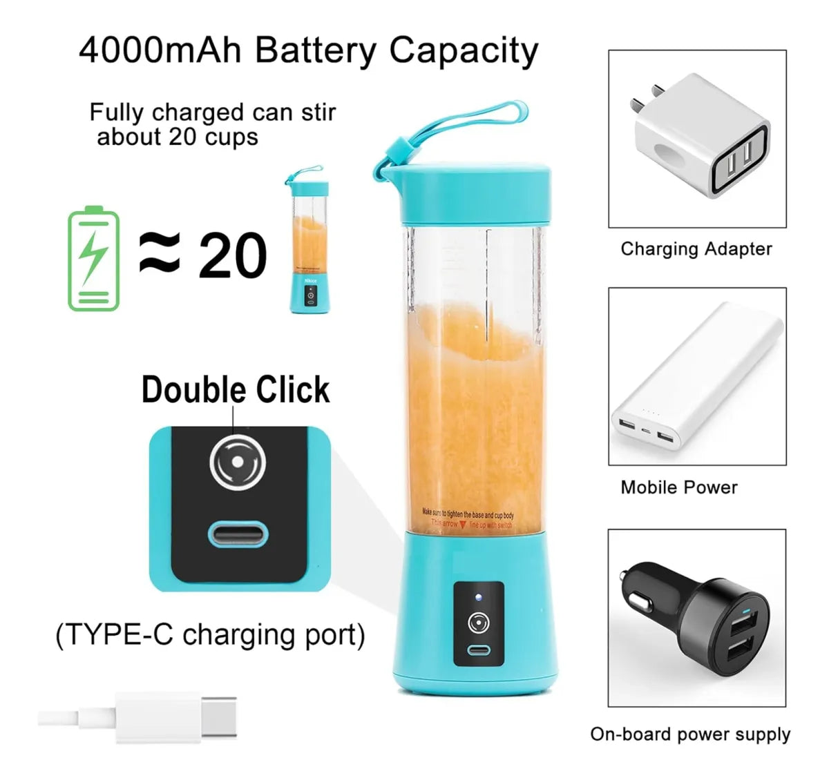 Mini Licuadora Recargable Usb Para Jugos